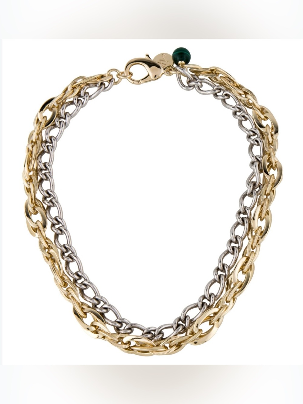 Jane Win Gold and Silver Double Chunky Chain Necklace